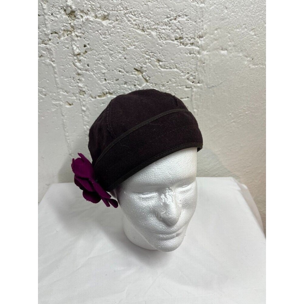 STORMY KROMER SIZE 7 3/8  PURPLE SIDE FLOWEL  BEANIE WOOL BLEND